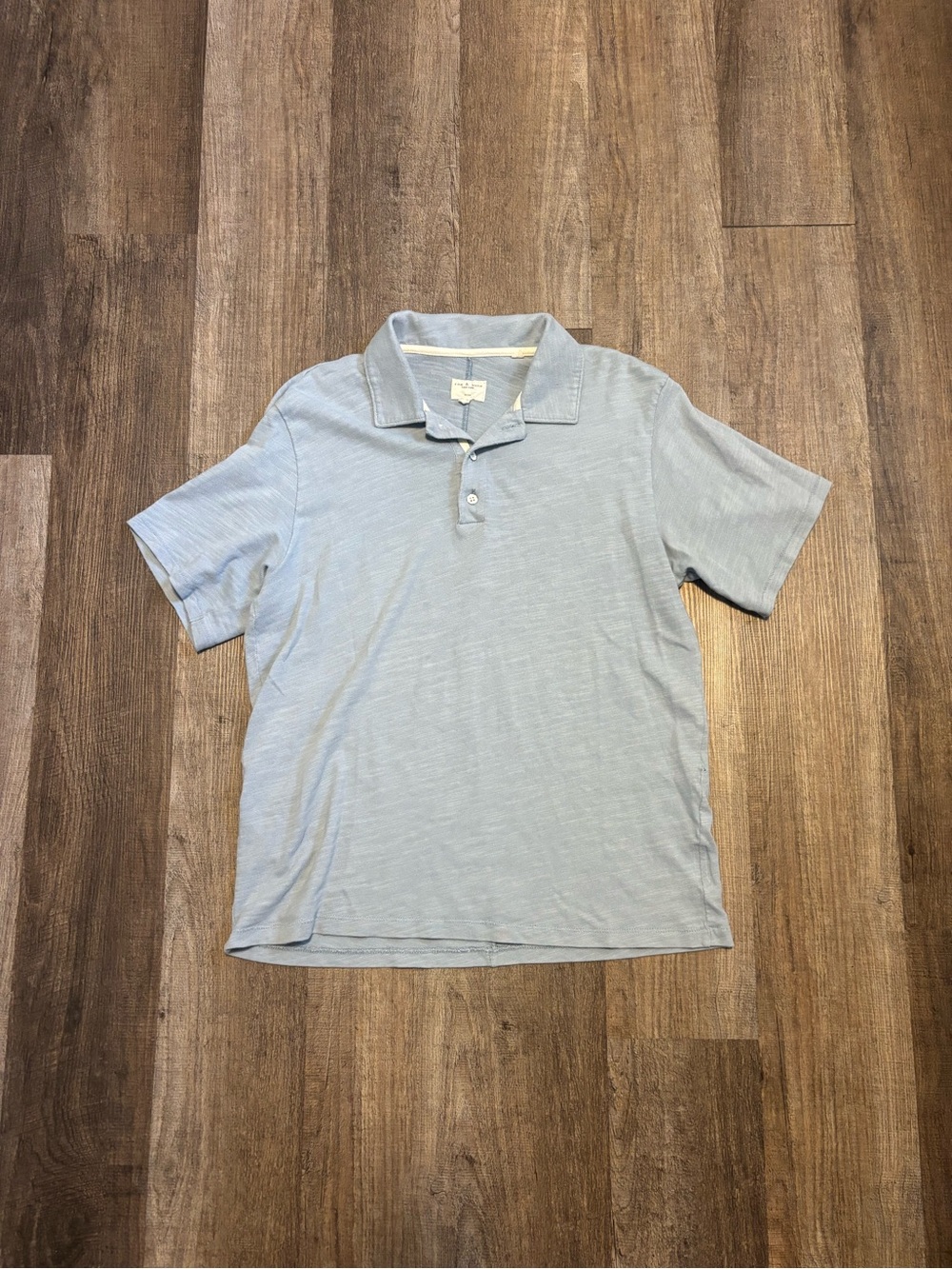 Men's Rag & Bone Knit Light Blue Polo Shirt - Classic Short Sleeve